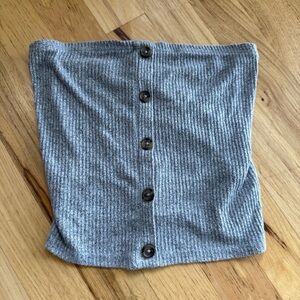 American Eagle Gray Button-Up Tube Top
